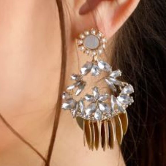 🎉NWT🎉Lulus Candela Gold and Pink Rhinestone Earrings - Picture 4 of 4